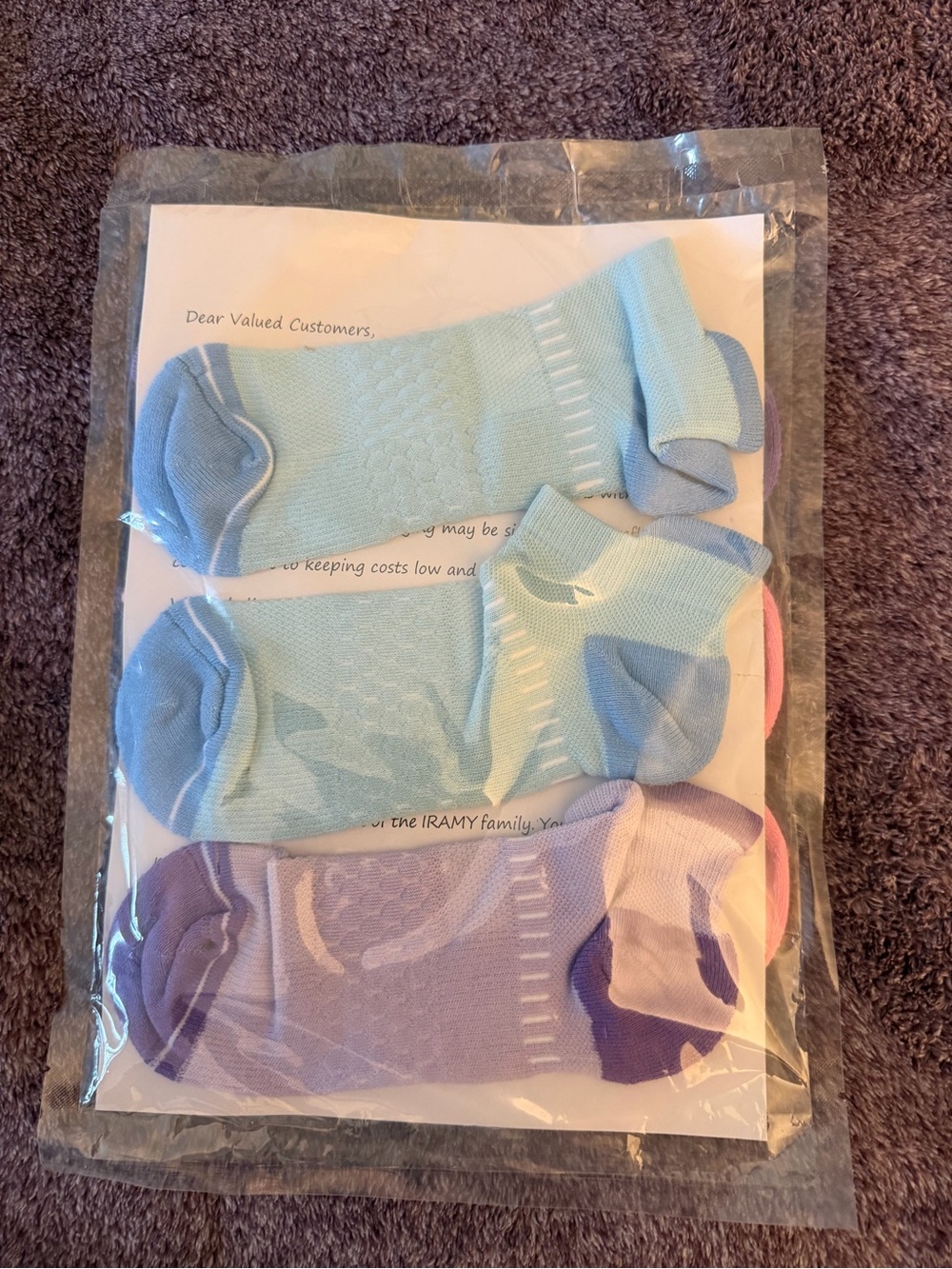 Light Blue and Lavender Low-Cut Socks (3-Pack)
